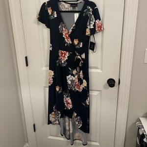 NWT Fortune & Ivy Navy Floral High Low Midi Dress